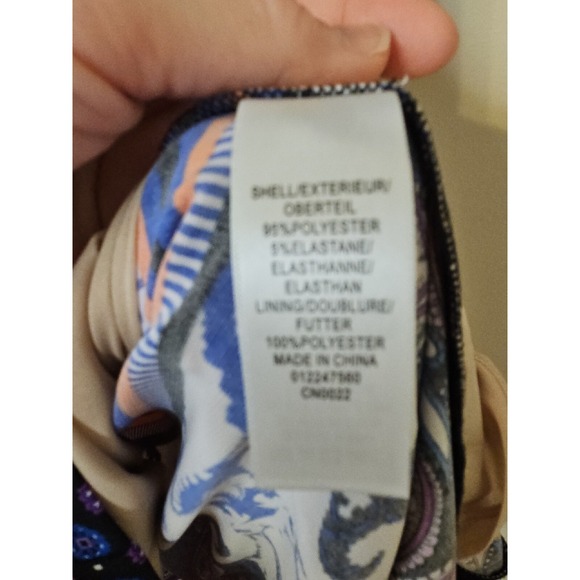 Adrianna Papell Dress Women S Purple Pink Black Print Shift Crochet Designer - Picture 9 of 16